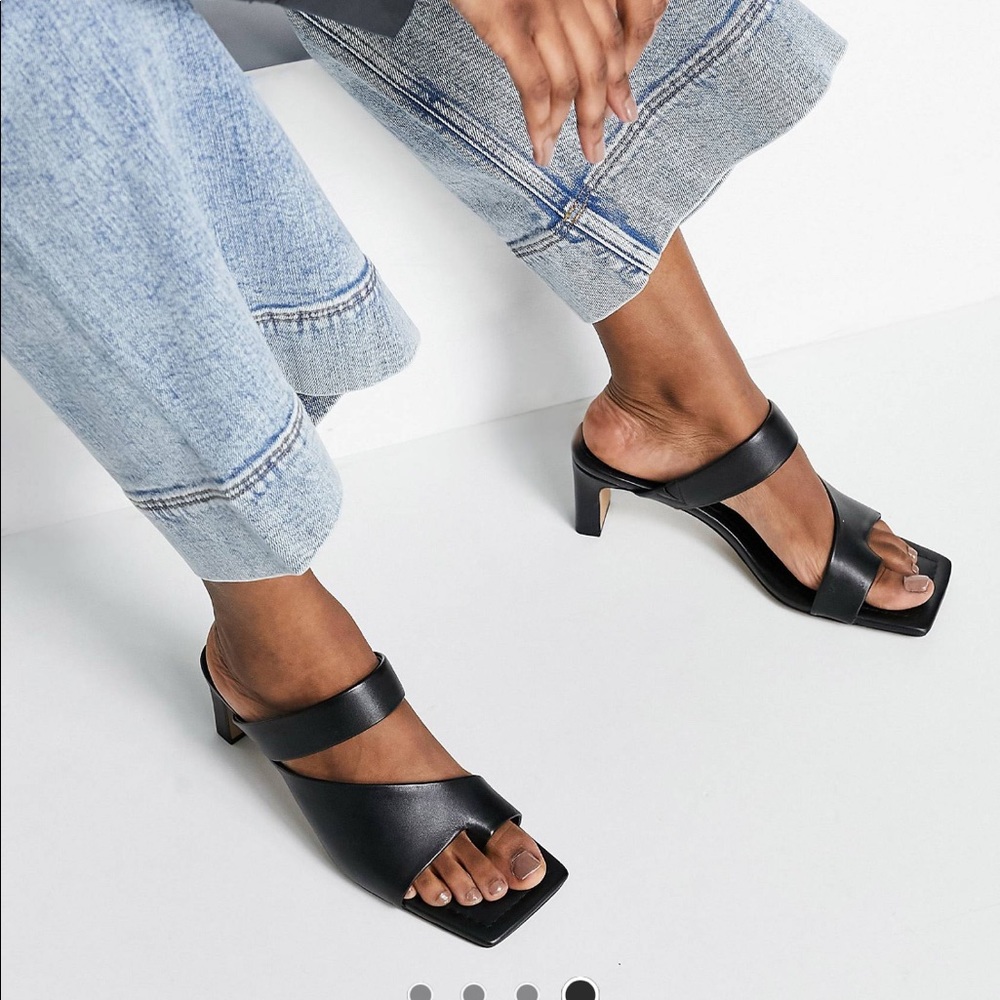 & other stories Square Toe Heeled Leather Sandals